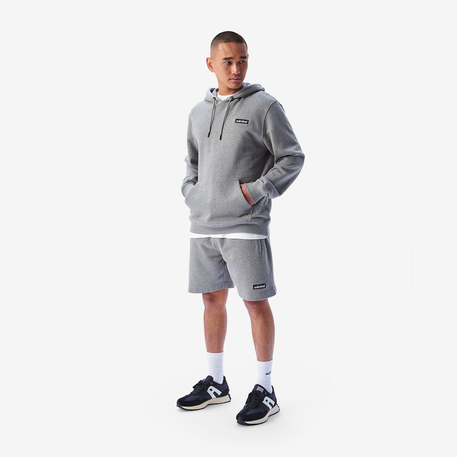 Ashton Embroidered Sweat Shorts - Grey Marl - Admiral Sports