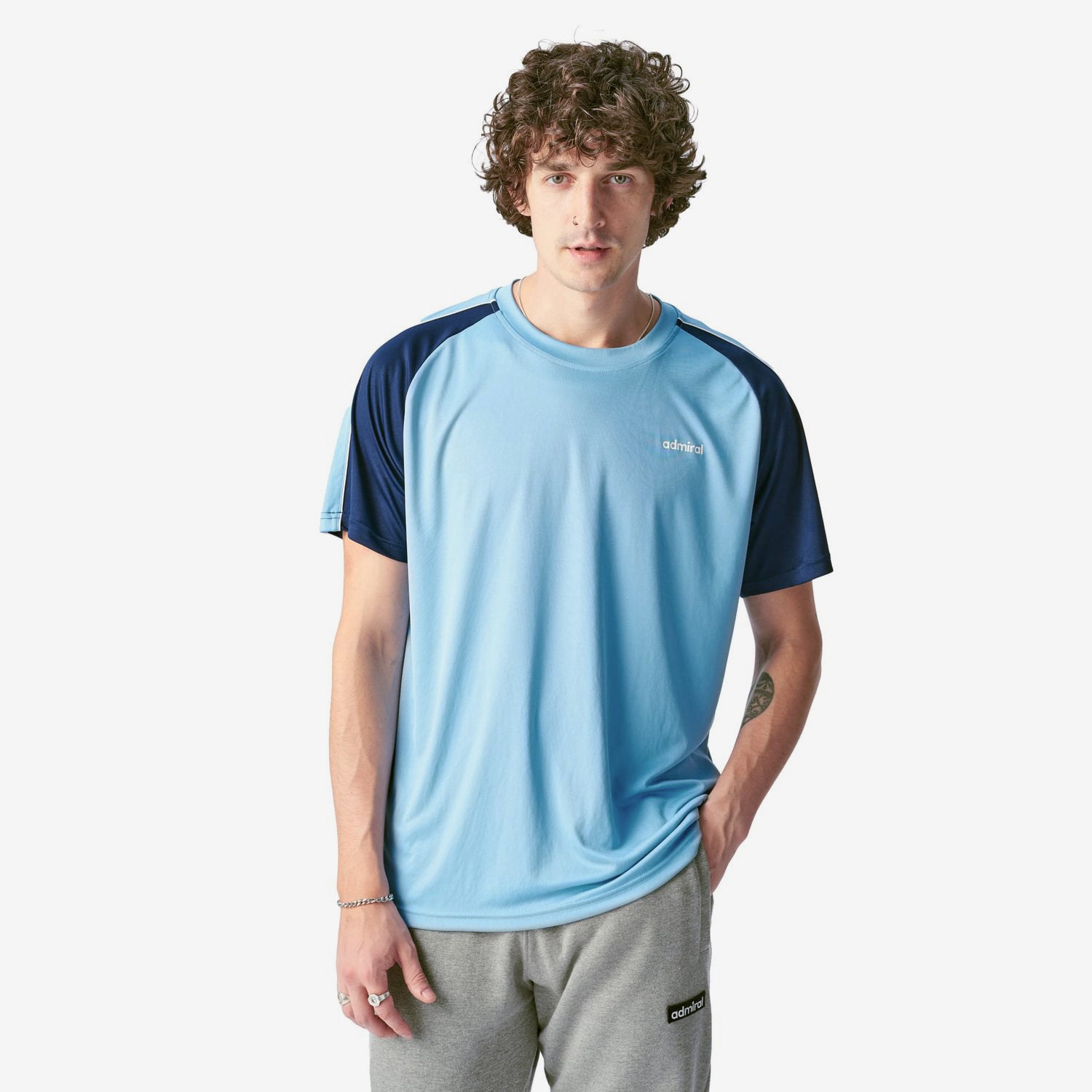 Pluto Raglan Poly T-Shirt | Sky Blue/Navy | Admiral Sports