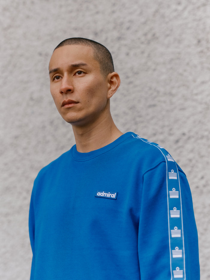 Alton Repeat Tape Sweatshirt - Royal Blue/White