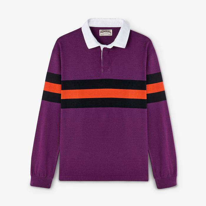 Rendell Rugby Shirt - Claret Plum with Band Stripe