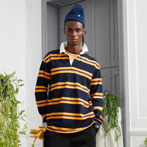 Grafton Rugby Shirt - Midnight Navy with Band Stripe