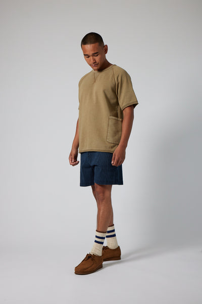Roston Short Sleeve Pocket Sweatshirt - Manacus Green Wash
