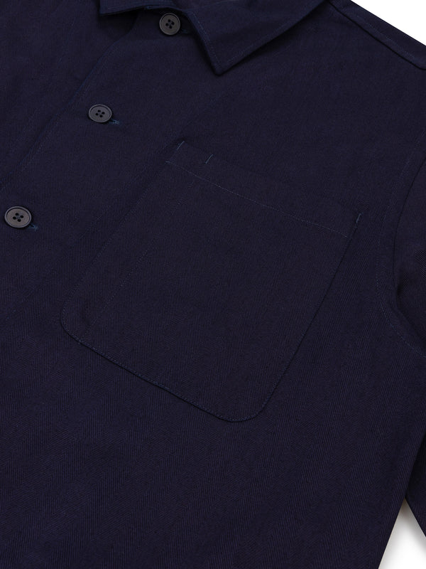 Radcot Herringbone Overshirt - Indigo Blue