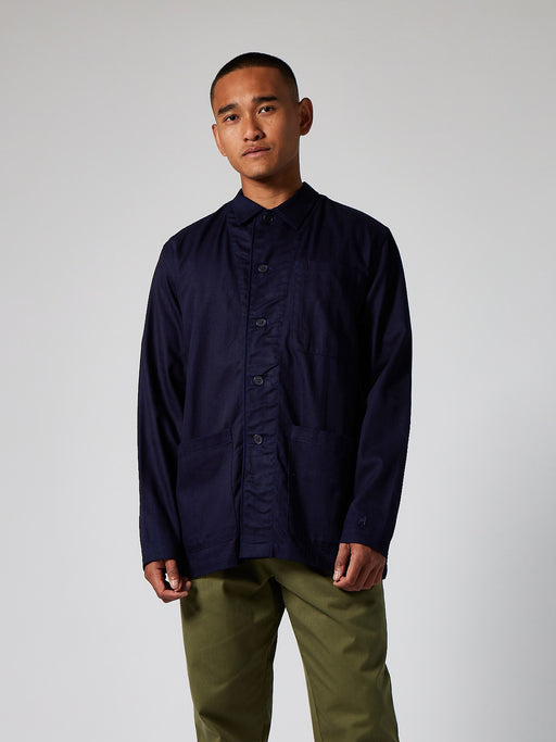 Radcot Herringbone Overshirt - Indigo Blue