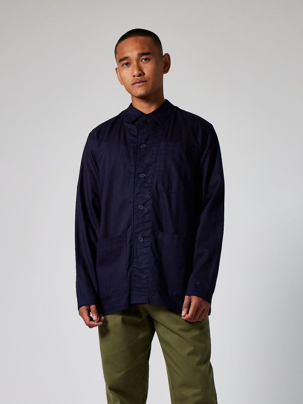 Radcot Herringbone Overshirt - Indigo Blue