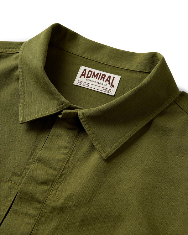 Deacon Herringbone Overshirt - Hone Green