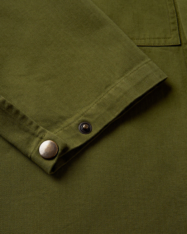 Deacon Herringbone Overshirt - Hone Green