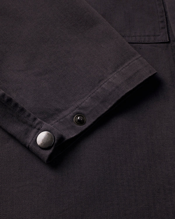 Deacon Herringbone Overshirt - Corax Black